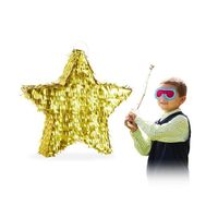 Relaxdays Pinata à suspendre Étoile pour enfants à remplir anniversaire jeux décoration, doré