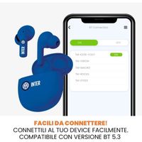 TECHMADE Inter,Écouteurs Intra-Auriculaires sans Fil avec Double Microphone,Noir/Bleu