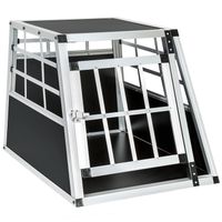 TECTAKE Caisse de Transport Chien en Aluminium 69 cm x 54 cm x 50 cm - Noir