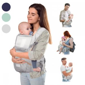 PORTE BÉBÉ Porte-bébé 6 en 1 Respirant 3-36 mois Bretelles réglables Coton Poche Gris Moley Mobiclinic