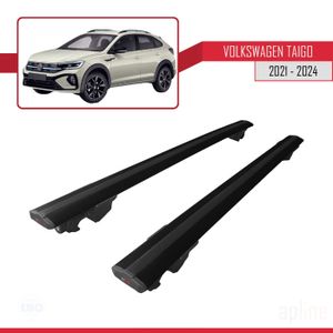 BARRES DE TOIT Compatible avec Volkswagen Taigo 2021-2024 HOOK Barres de Toit Railing Porte-Bagages de voiture Avec verrouillable Alu NOIR