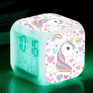 VEILLEUSE BÉBÉ Réveils numériques Licorne Cube LED Réveillez-vous