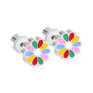 Boucles D'oreilles Filles En Forme De Cœur Coloré - Acier Inoxydable, Hypoallergénique, Pour Tous Les Jours