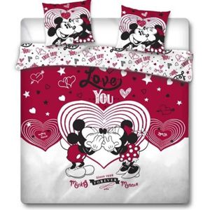 HOUSSE DE COUETTE ET TAIES Parure de lit double Minnie et Mickey Love You