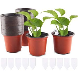 Mur végétal 100 Pcs Plastique Plante Pots, 10 cm Semis en Plas