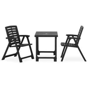 Ensemble table et chaise de jardin DUOKON - Ensemble de bistro pliable 3 pcs Plastique Gris