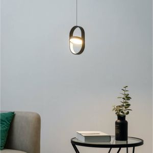 LUSTRE ET SUSPENSION Suspension ovale noire design LED - Elanzo