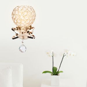 APPLIQUE  Qiilu lampe de chevet Applique murale ronde lampe en cristal E14 support de lampe pour la maison salon chambre couloir (or)
