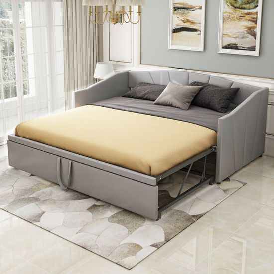 Canapé-lit Extensible 180 X 200 Cm - En Flanelle, Convertible En Canapé 90 Cm, Charge 370 Kg - 6