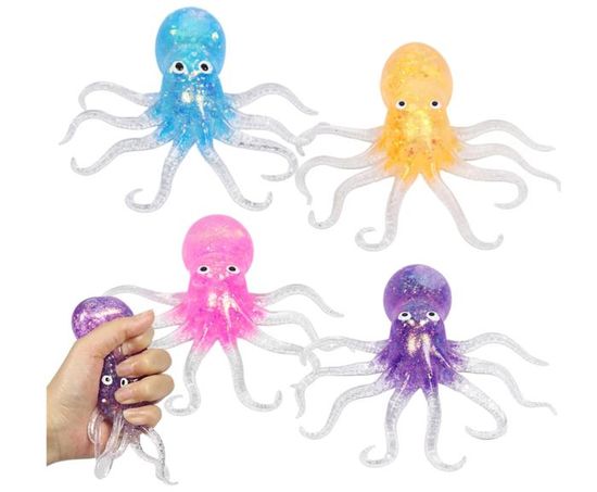 4Pcs Octopus Balle Anti-Stress, Lumineuse Anti Stress Boules Pour Enfant Et Adulte, Sensorielles Squishy Antistress Fidget Balle, Kawaii Squeeze Jouets Pour Gérer Et Soulager Anxiété