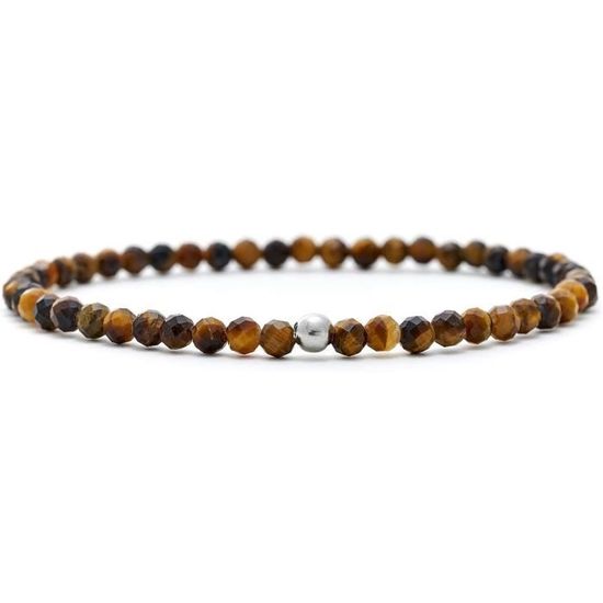 Bracelet En Pierre Véritable Agate Et Argent 925 - Longueur 15-16 Cm, Sans Fermoir, Neuf