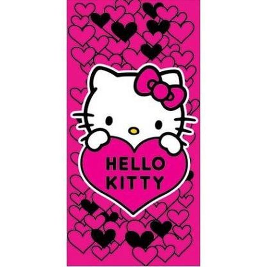 Drap De Bain Hello Kitty Rose Coeur 