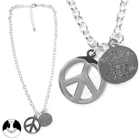 Pendentif Peace Depesche - Argenté Avec Pierres - Charm Pour Colliers, Bracelets - Cadeau Symbolique