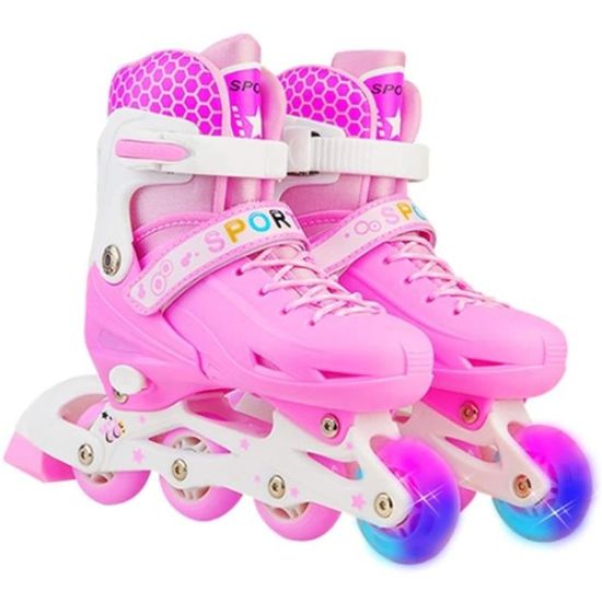 Patins à roulettes réglables en PVC tricolore roues à deux roues