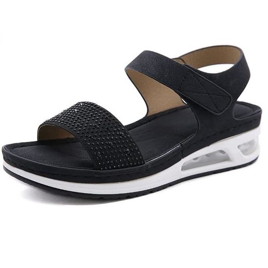 Sandales Compensées Femme Confort - Semelle Orthopédique, Soutien Voûte Plantaire | Sandales Bohême Décontractées Pour Marche Longue, Plage, Ville