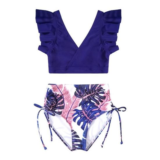 Bikini 2 Pièces Fille - Maillot De Bain Réglable - Pour 9-13 Ans - Natation, Plage, Piscine