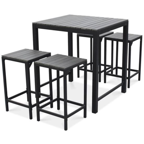 Table haute de jardin - 90 x 80 x 97 cm - Aluminium - Oviala - Gris