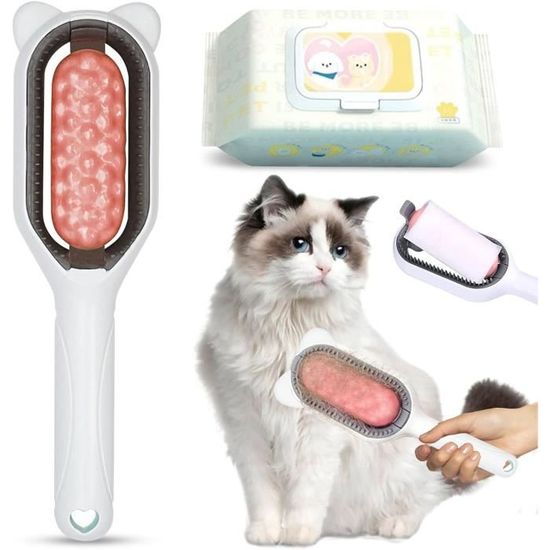 Lot De 2 Brosses Autonettoyantes Pour Chien Et Chat - Avec Bouton De Nettoyage, Pour Poils Longs Et Courts