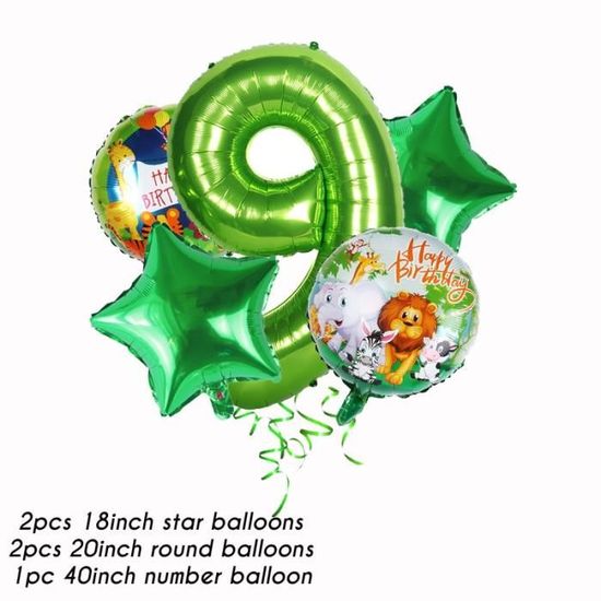 Lot De 9 Ballons Animaux Jungle En Aluminium Géants - Lion, Tigre, Girafe, Zèbre, Etc. - Pour Fête D'Anniversaire Enfant - 13