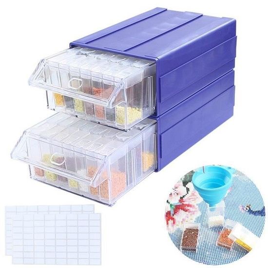 Boîte à Compartiments Ronde 48 Cases Pour Peinture Diamant - Rangement Transparent