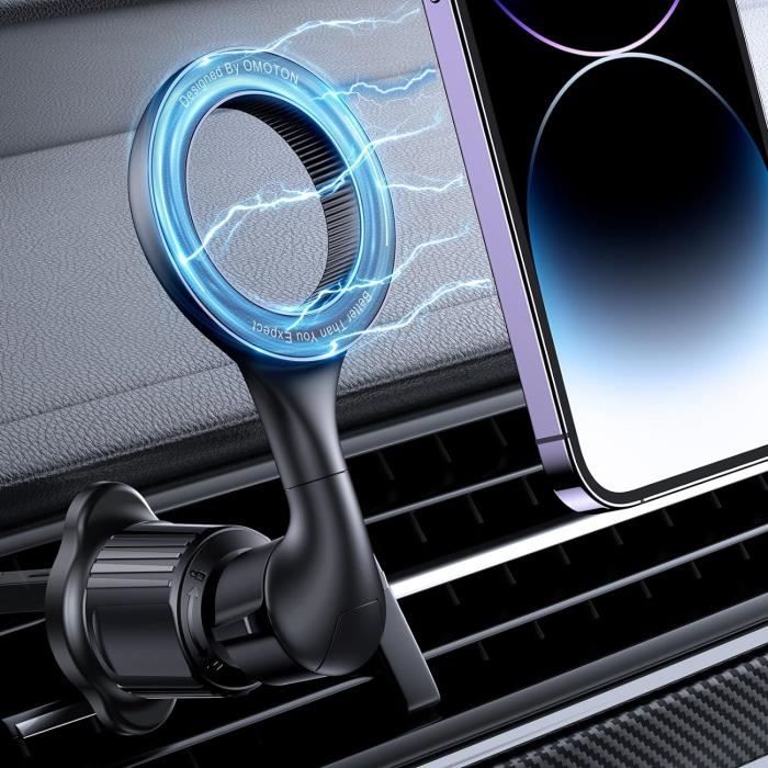 Support Téléphone Voiture Magnétique Magsafe - 20 Aimants N52 - Ventouse Puissante - Rotation 360° - Universel Pour IPhone/Android