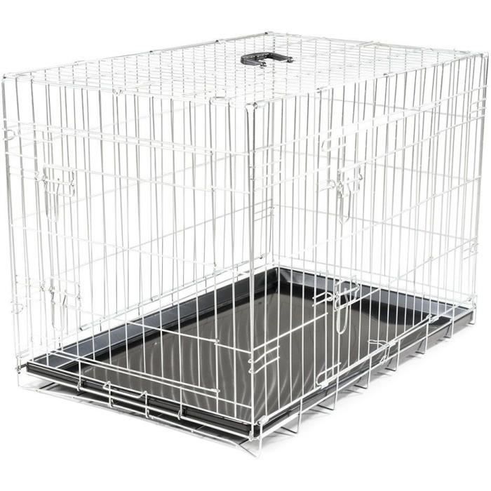 VADIGRAN Cage métallique pliable Classic - 91 x 61 x 66 cm - Argent - Pour chien