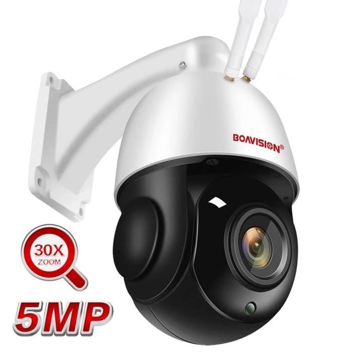 Caméra de surveillance HD 5MP-wifi, tracking automatique et ia, zoom 30x, système audio bidirectionnel et infrarouge (80m) + 125G