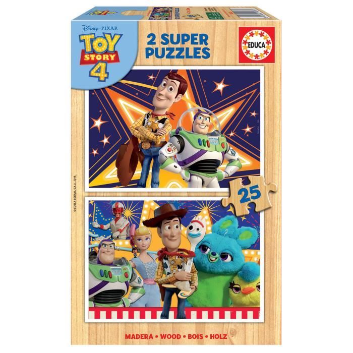 Puzzle en bois Toy Story 4 - EDUCA - 2x25 pièces - Thème dessins animés et BD