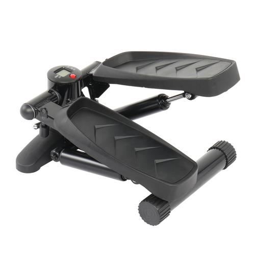 Mini Stepper Machine avec Bandes de Résistance et Affichage - Jambe Fitness Entraînement - 27 x 42 x 31.5cm - Noir
