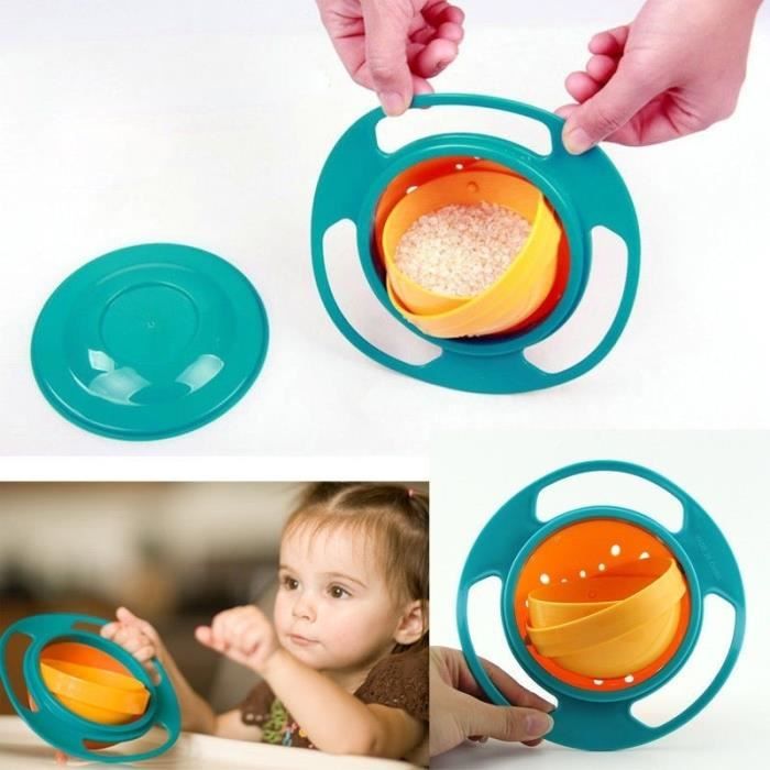bébé bol gyroscope non déversement bol enfant en bas âge d'alimentation gyro de céréales 360 rotation éviter de renverser des alimen