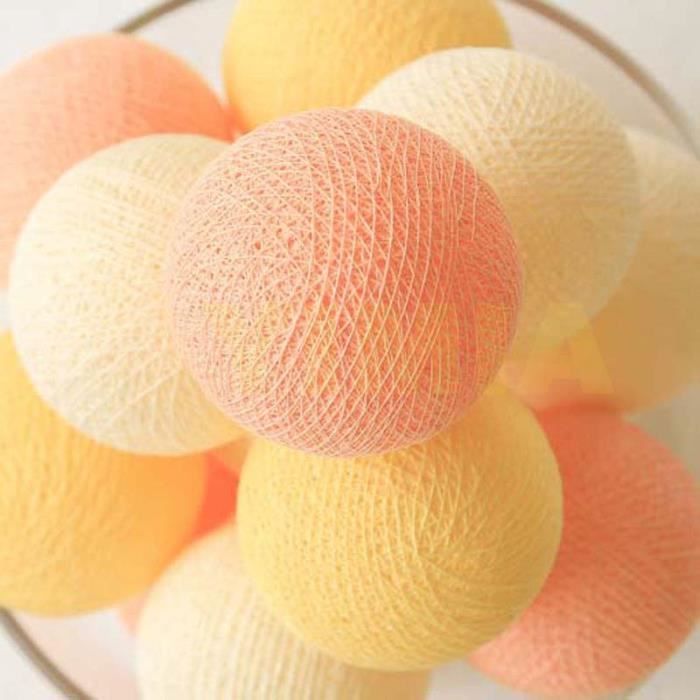 20 p boules de coton Orange jaune crème LED guirlande lumineuse guirlande de noël lumières - Modèle: No6 2m 20 balls - MILEDCB03821