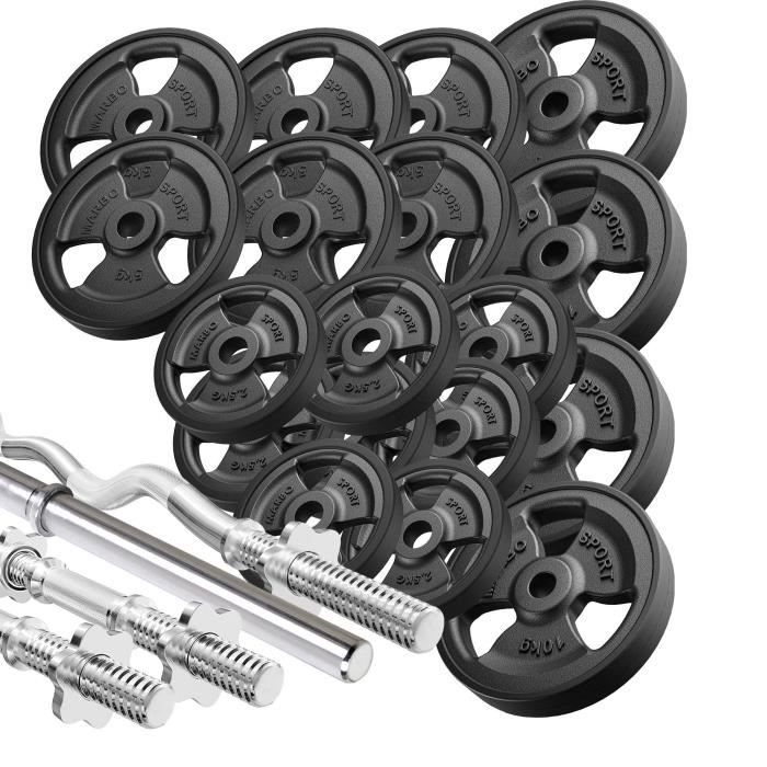 Marbo Sport Jeu de haltères renforcées et poids tri-grip en caoutchouc 113 kg