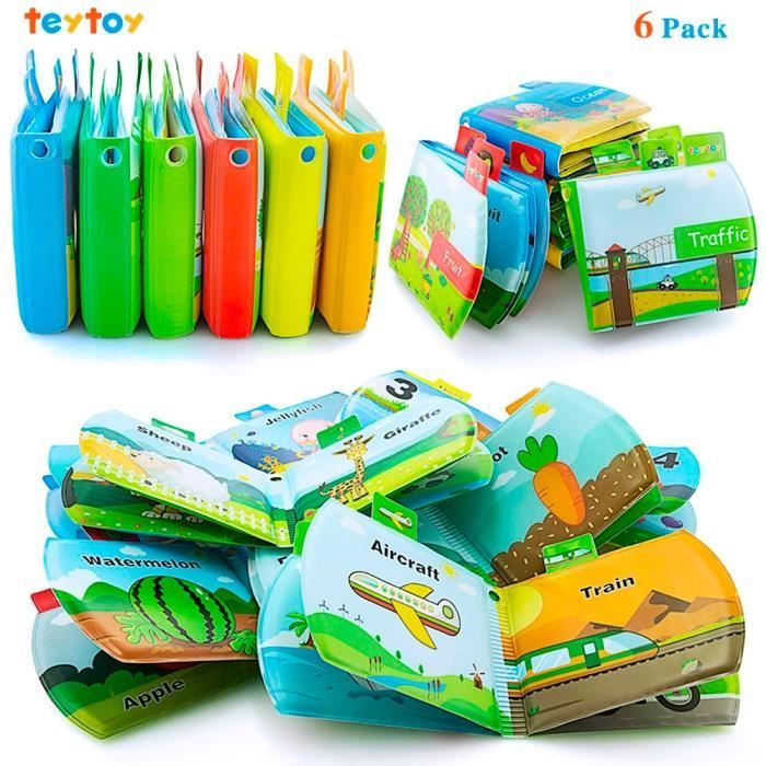 Jeux de plage,Teytoy mon premier bébé livres de bain, tissu non toxique doux bébé bain douche jouets imperméable bébé livres paquet
