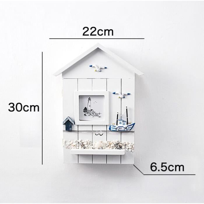 Kalavika Armoire à clés en Bois Porte-Clés Boîte de Rangement de Style Méditerranéen Nautique Mural avec 6 Crochets, bateau