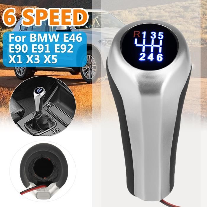 Pommeau de levier de vitesse Avec LED Bleu Pour BMW E46 E90 E91 E92 X1 X3 X5 6-Vitesse
