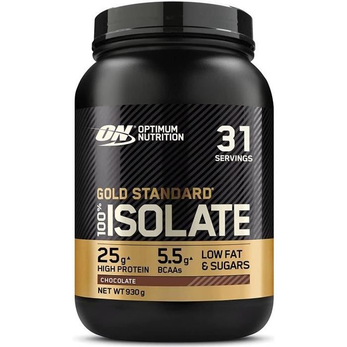 100% Gold Standard Isolate Protéine en Poudre Whey Isolate Proteines Musculation Prise de Masse Saveur Chocolat 31 Portions 930g