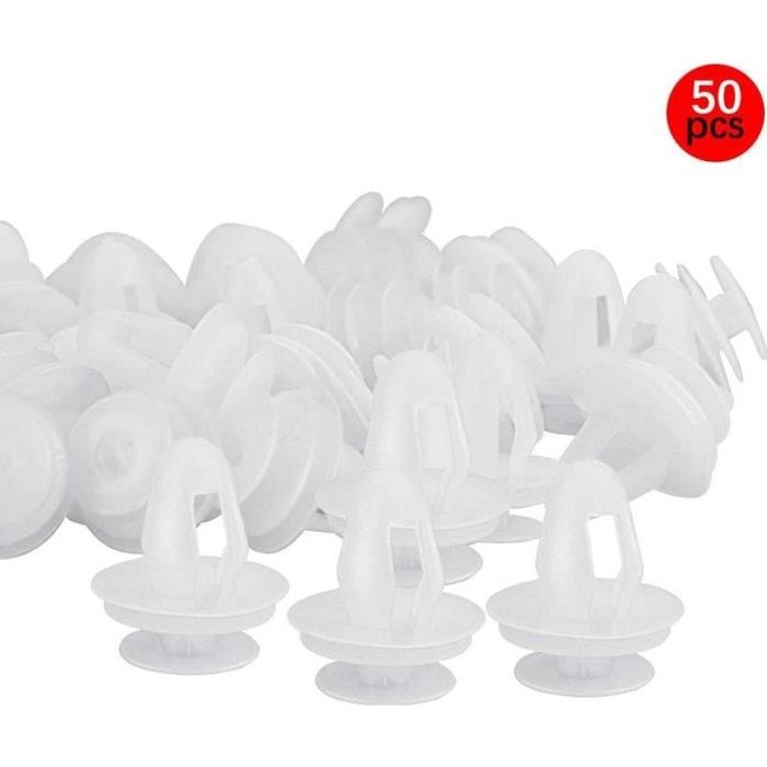 Clips de Fixation en Plastique Panneau de Porte Agrafe de Porte Clips Agrafe Moulures et Bandeaux Blanc Vehicle Clips 50Pcs