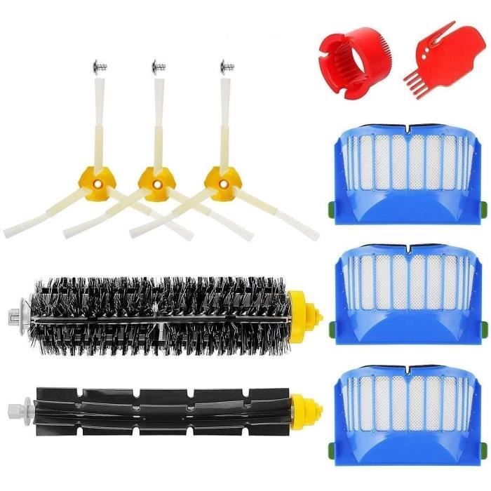 Kit brosse pour Roomba série 600 - Kit de 10 pièces accessoires (Brosses Latérale,brosse de Cerda et etc..) pour aspirateur robot.