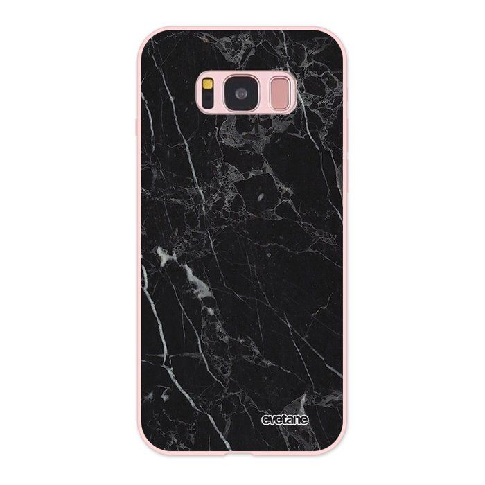 Coque pour Samsung Galaxy S8 Silicone Liquide Douce rose pâle Marbre noir Ecriture Tendance et Design Evetane