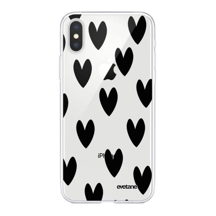 Coque iPhone X/ Xs 360 intégrale C?urs Noirs Ecriture Tendance Design Evetane.