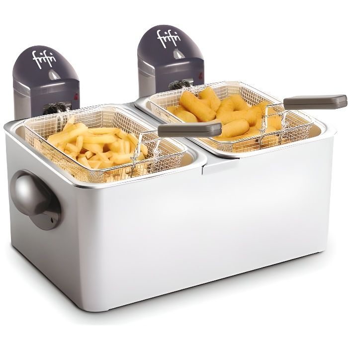 FRIFRI F1998 Friteuse électrique semi-professionnelle double - Inox