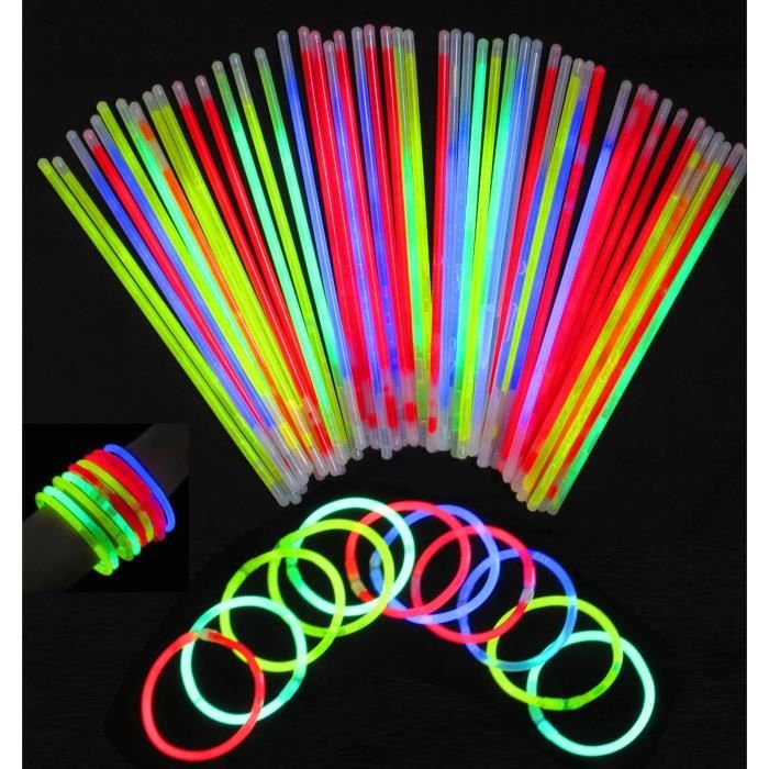 Lot de 120 Batons lumineux Multicolore ( 8 boites de 15 ) Bracelets Colliers