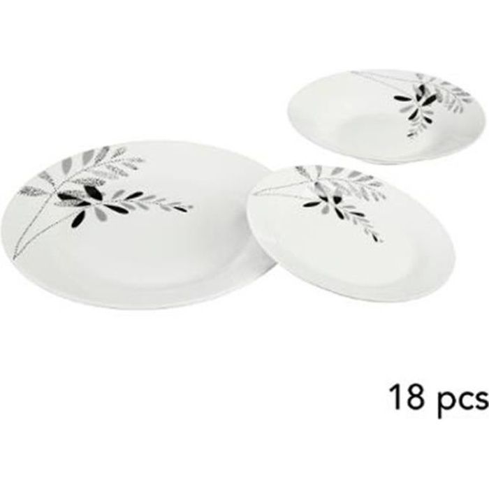 Service de Table 18 Pièces -Floral- 27cm Blanc