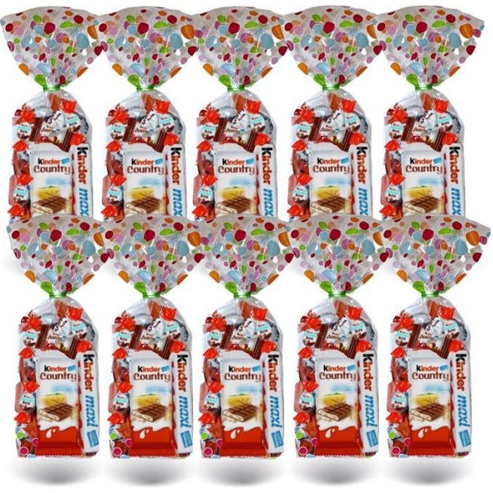 10 sachets de 40 chocolats Kinder : Schokobons, Mini Bueno, Maxi et Country