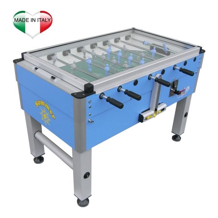 ROBERTO SPORT - SUMMER COVER - Baby foot extérieur + barres télescopiques + monnayeur - Turquoise - réf RB-SUMMERCOVER-SKY