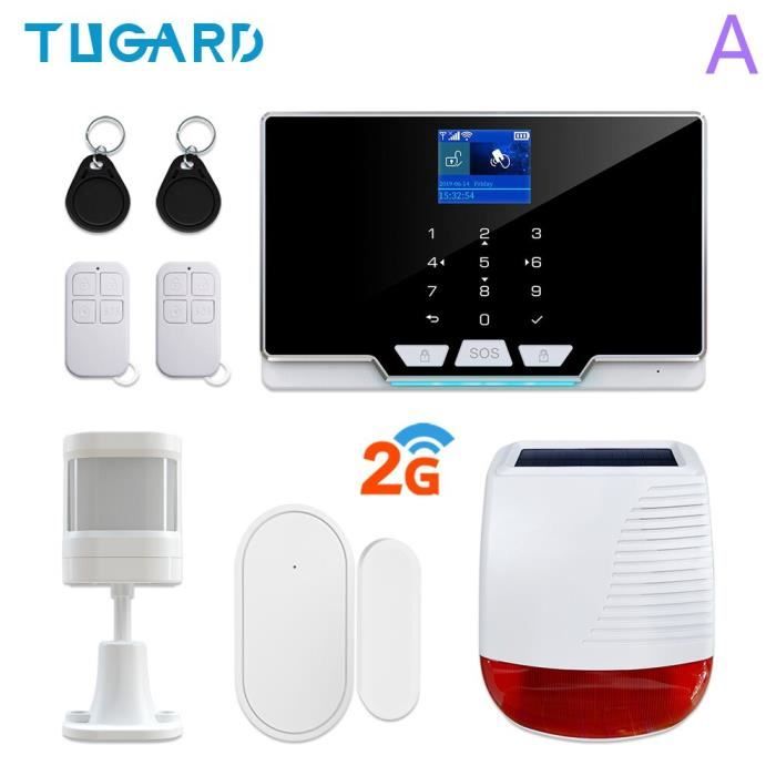 RUMOCOVO® Kit système d'alarme de sécurité domestique sans fil, wi-fi, GSM , anti-cambriolage version 2