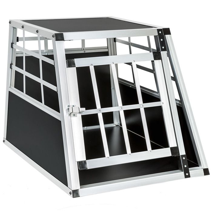 TECTAKE Caisse de Transport Chien en Aluminium 69 cm x 54 cm x 50 cm Noir