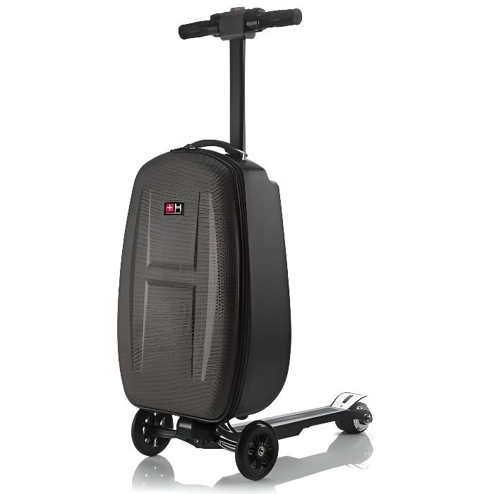 Helvei Smartmove 3-en-1 Trottinette Électrique, Valise et Sac à Dos - Noir-Gris