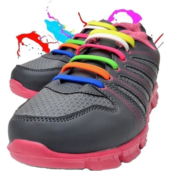 WELKOO® Lacets Elastique en Silicone Sans Lacage Etanche pour Chaussure Adults -12pcs Couleur milticouleur
