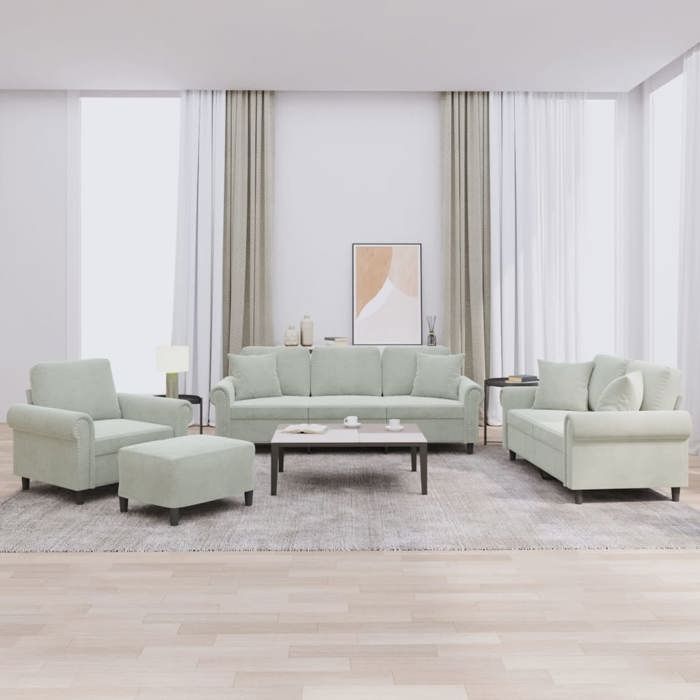 vidaXL Ensemble de Canapés avec Coussins 4 pcs Canapés avec Accoudoirs Ensemble de Meubles avec Repose-pieds Salon 3202200